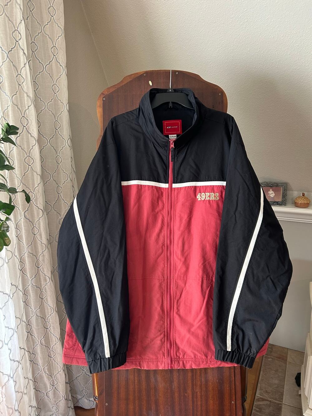 Vintage Reebok San Francisco 49ers full-zip Fleece lined jacket black red XXL